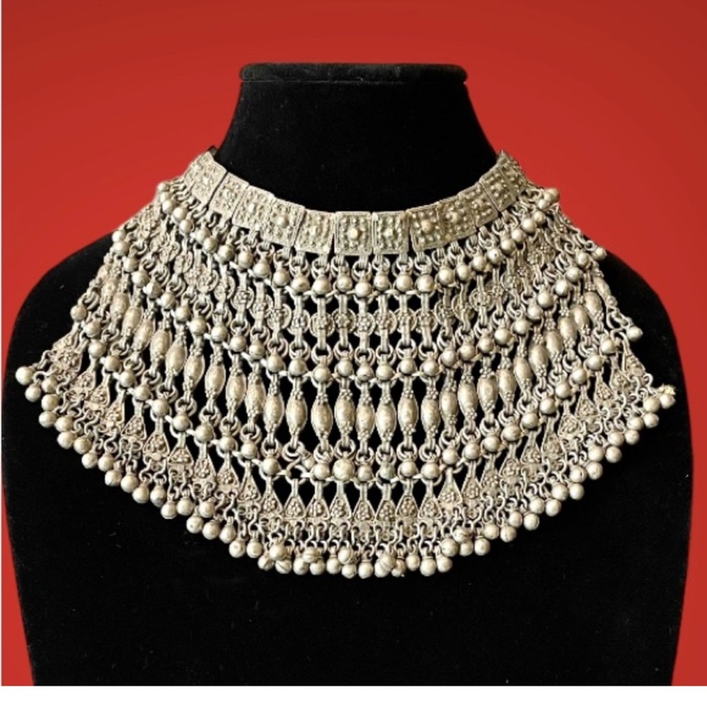 🔴 🇴🇲 OMANÍ VINTAGE HANDMADE STATEMENT NECKLACE / CHOCKER - Picture 1 of 4